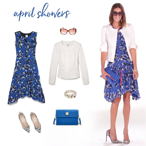 Cabi Cobalt Jungle A-Line Asymetrical Hem Midi Dress in Blue Size M - Picture 15 of 16